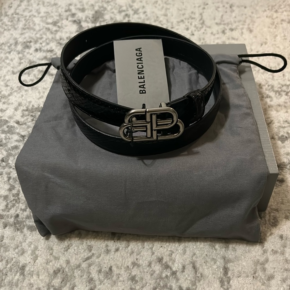 Balenciaga snake skin effect leather belt